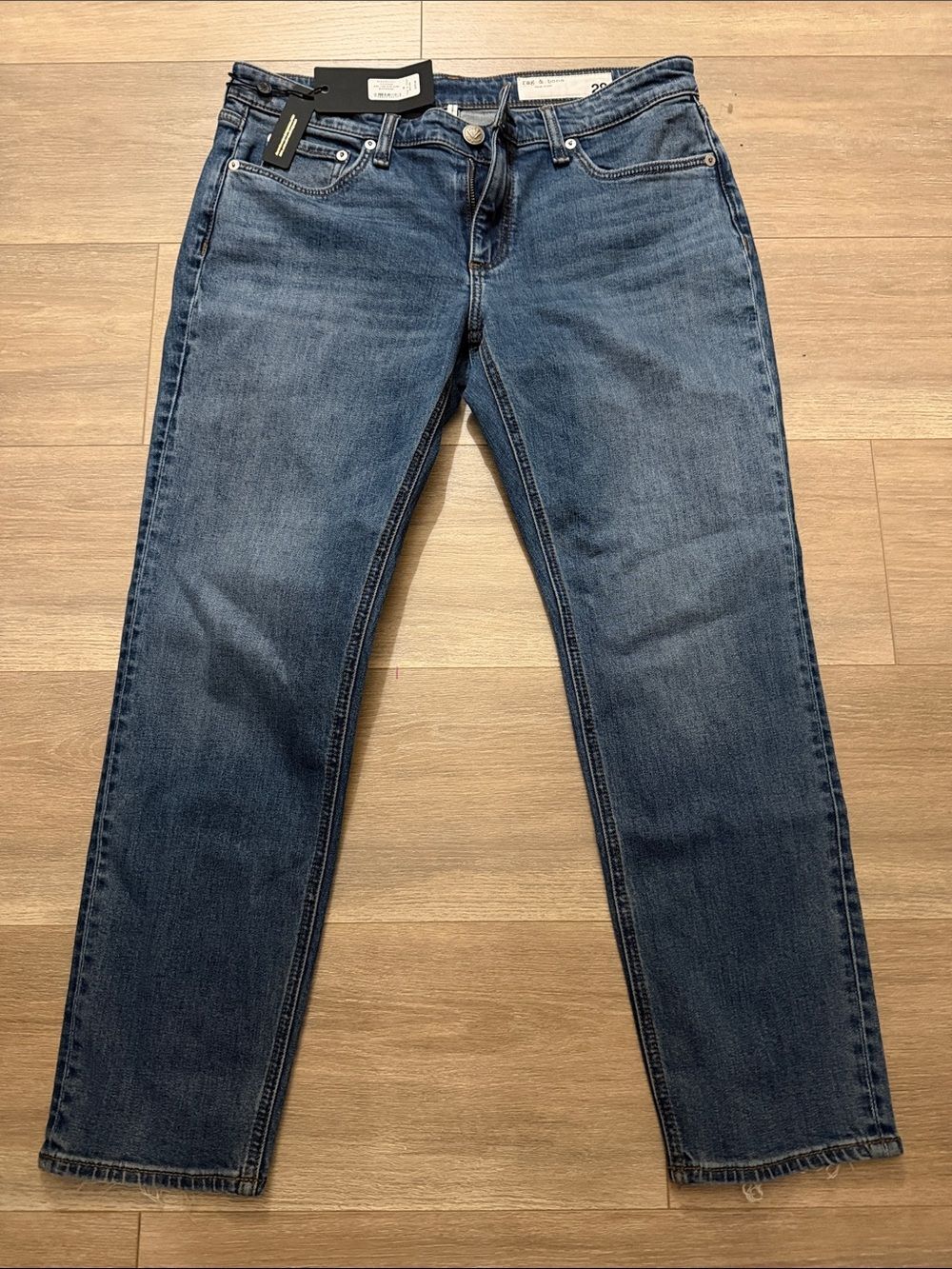 rag & bone Low Rise Slim Leg Jeans in Medium Blue